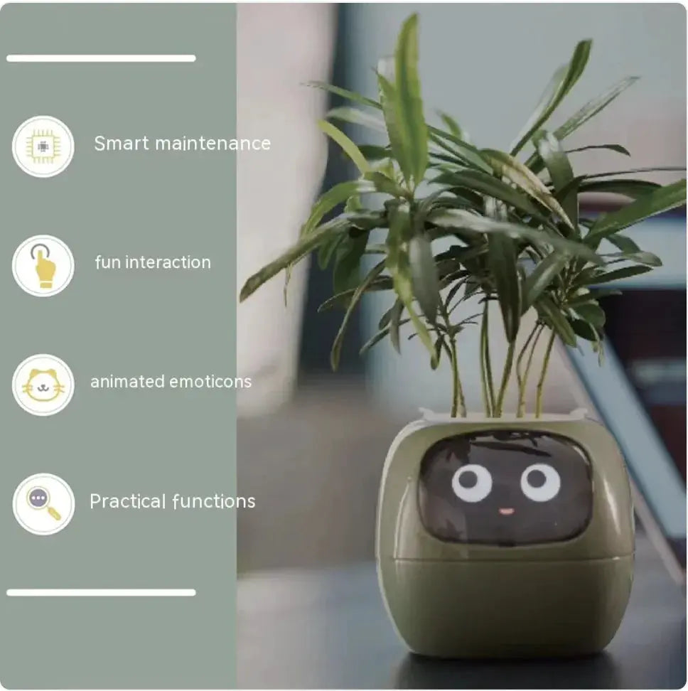 Smart Planter with AI: 49 Expressions, 7 Sensors for Easy Plant Care - KIMDRE