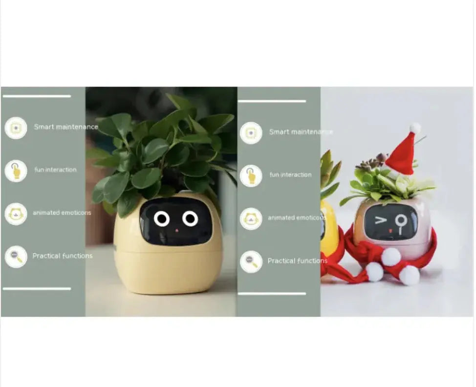 Smart Planter with AI: 49 Expressions, 7 Sensors for Easy Plant Care - KIMDRE