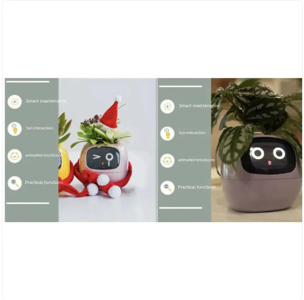 Smart Planter with AI: 49 Expressions, 7 Sensors for Easy Plant Care - KIMDRE