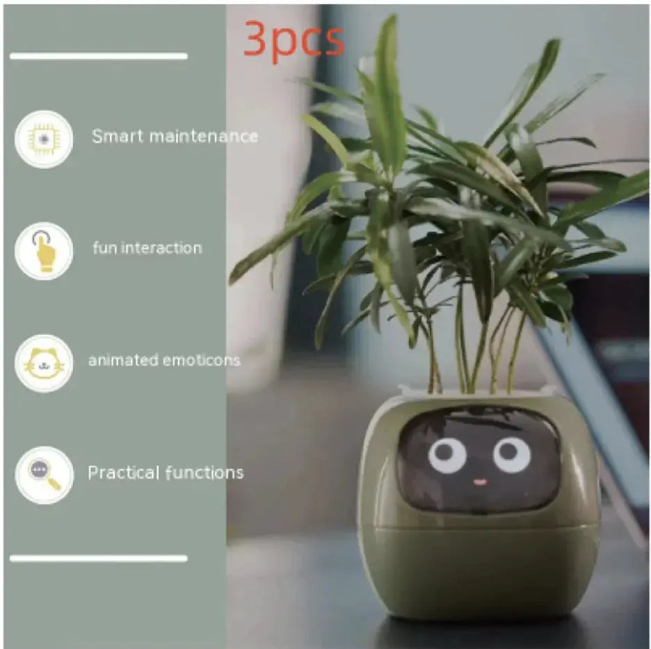 Smart Planter with AI: 49 Expressions, 7 Sensors for Easy Plant Care - KIMDRE
